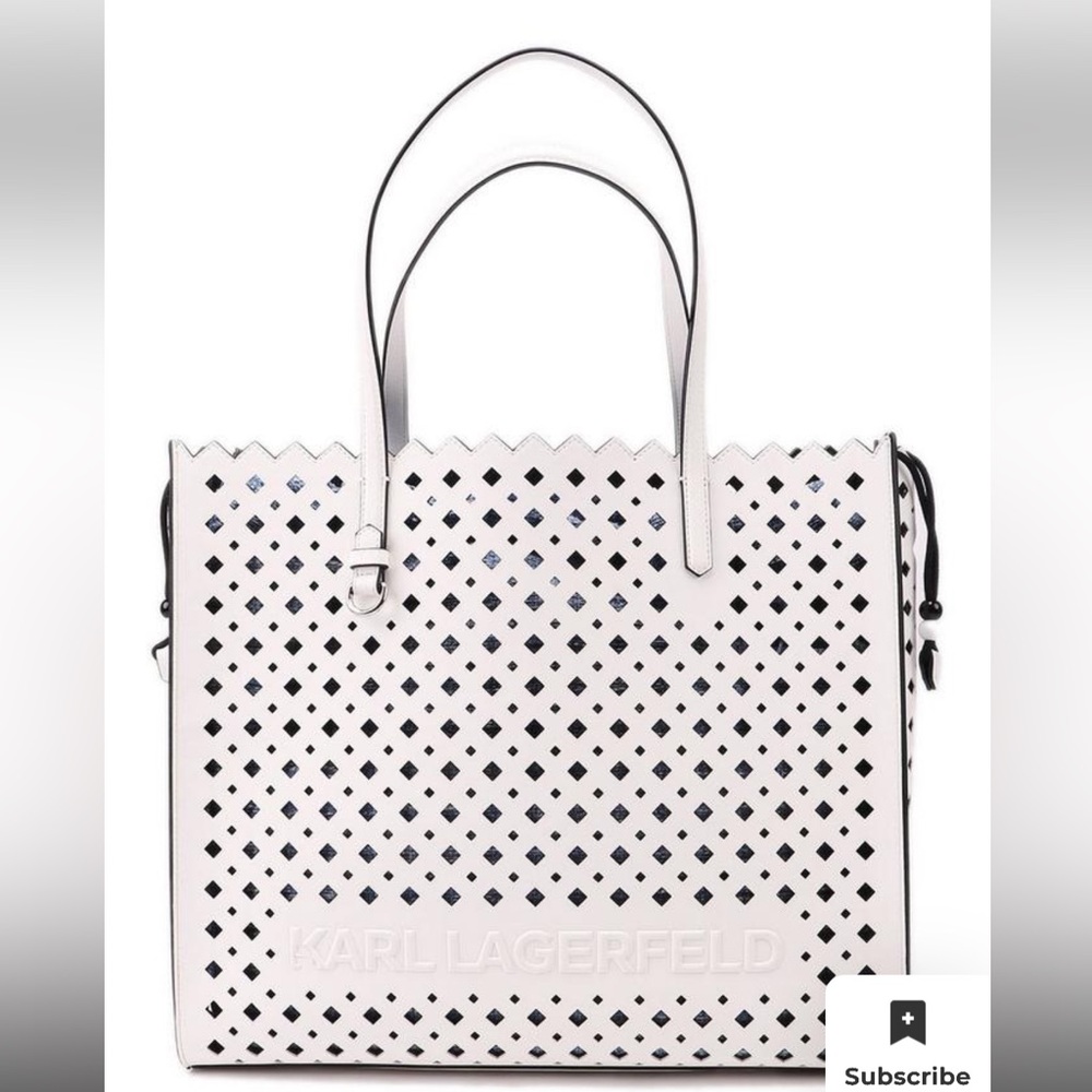 Karl Lagerfeld White Perforated Tote Bag.  NWT.  Stunning Bag 🔥🔥🔥!